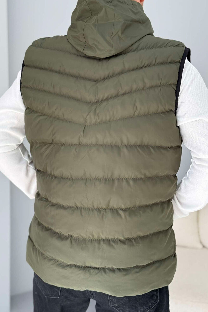 HOOD ZIPPER POCKET MEN VEST LIGHT GREEN/JEZB - 6