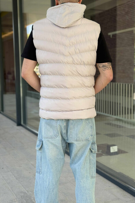 HOOD ZIPPER POCKET MEN VEST LIGHT GREY/GZ - 3