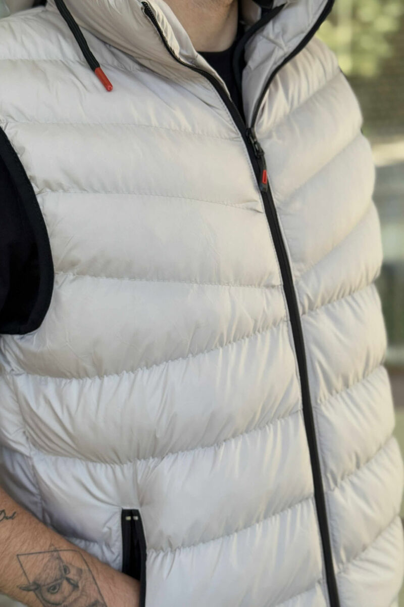HOOD ZIPPER POCKET MEN VEST LIGHT GREY/GZ - 5