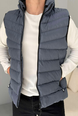 HOOD ZIPPER POCKET MEN VEST LIGHTBLUE/BZ 