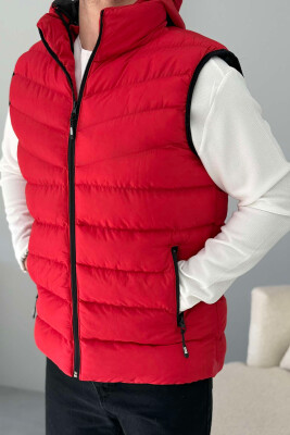 HOOD ZIPPER POCKET MEN VEST RED/E KUQE 