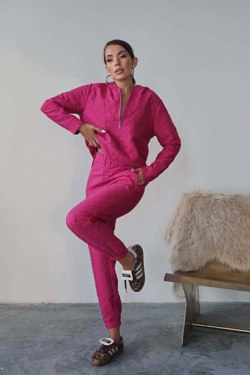 HOOD ZIPPERED SWEATSHIRT+TROUSERS WOMEN SET FUCHSIA/CIKLAMI - 2