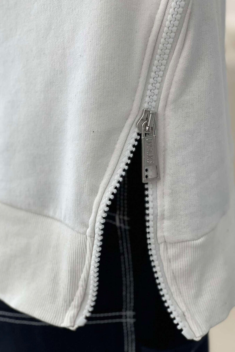 HOOD ZIPPERS WRITTINGS MEN HOODIE WHITE-E BARDHE - 3