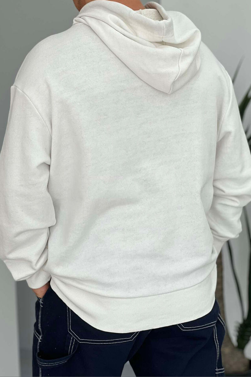 HOOD ZIPPERS WRITTINGS MEN HOODIE WHITE-E BARDHE - 5