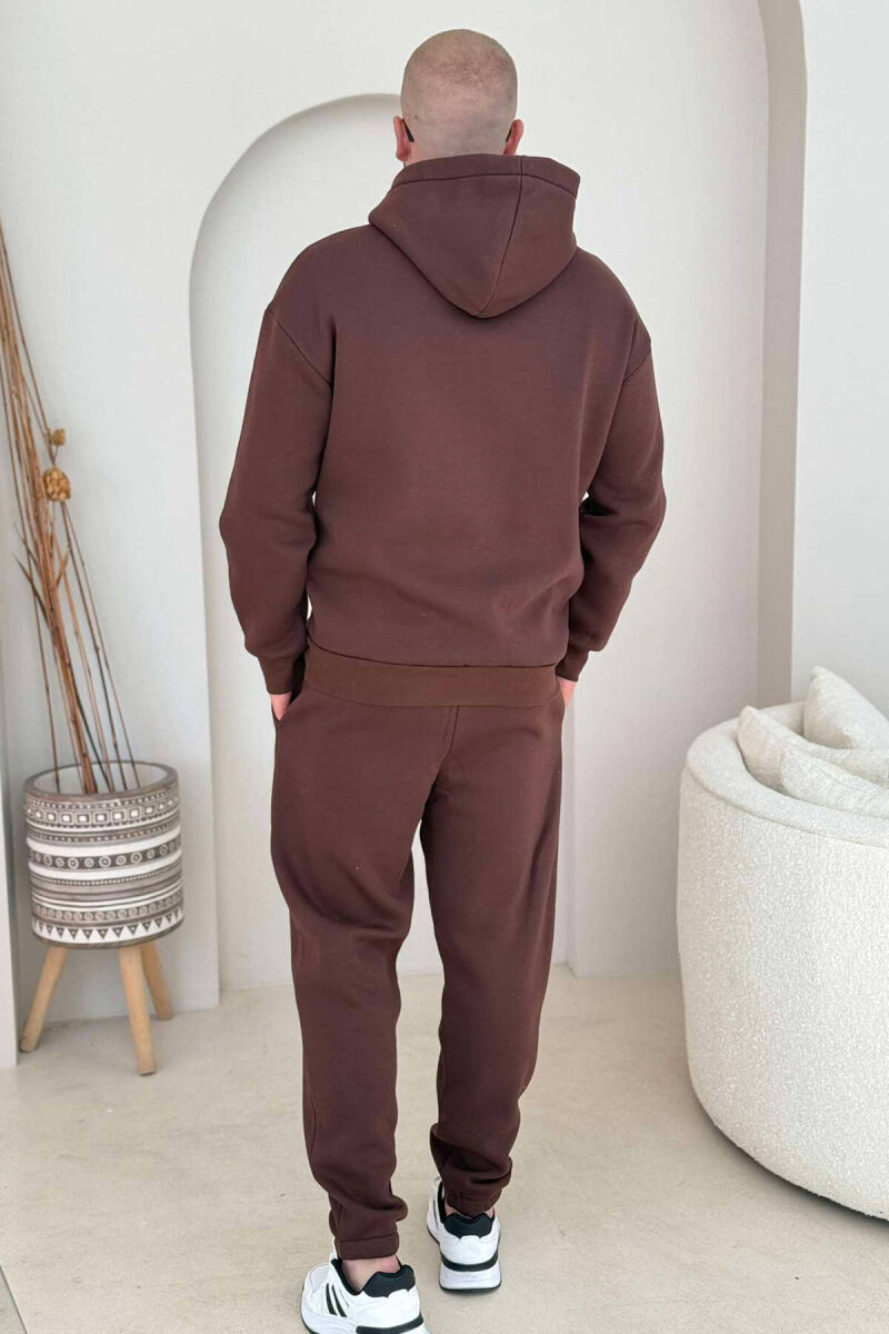 HOODED FLUFFY MEN SET DARK BROWN/KAE - 4