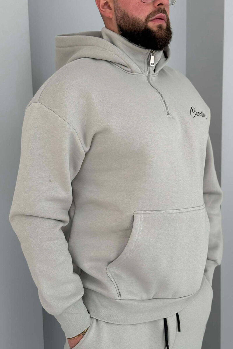 HOODED FLUFFY MEN SET LIGHT GREY/GZ - 3