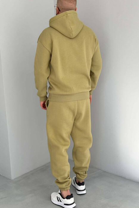 HOODED FLUFFY MEN SET OLIVE/ULLI - 2