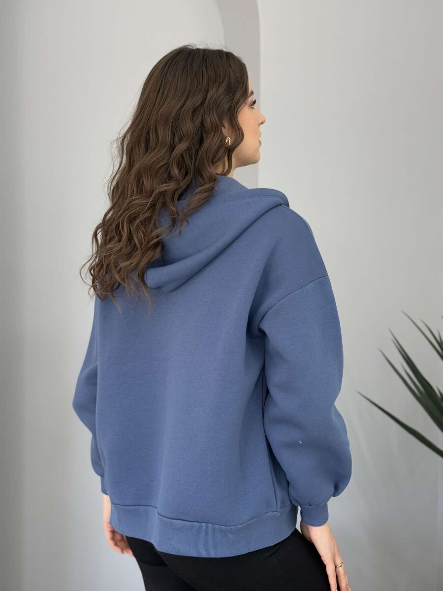 HOODED FLUFFY WOMEN JACKET BLUE/BLU - 5