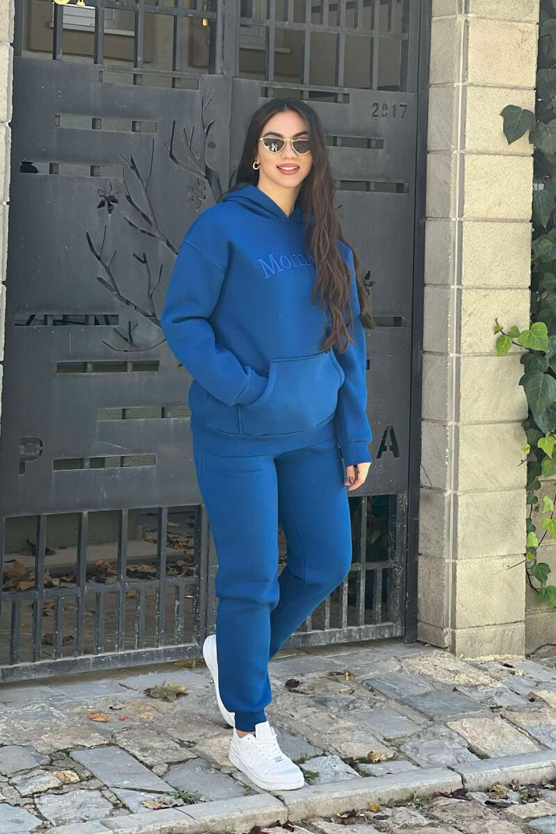 HOODED FLUFFY WOMEN SET BLUE/BLU - 1