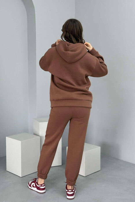 HOODED FLUFFY WOMEN SET BROWN/KAFE - 7