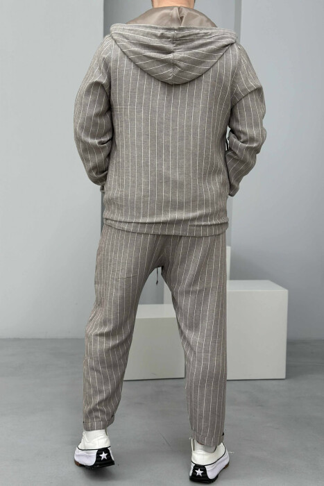 HOODED JACKET+TROUSERS STRIPED MEN SET GREY/GRI - 2