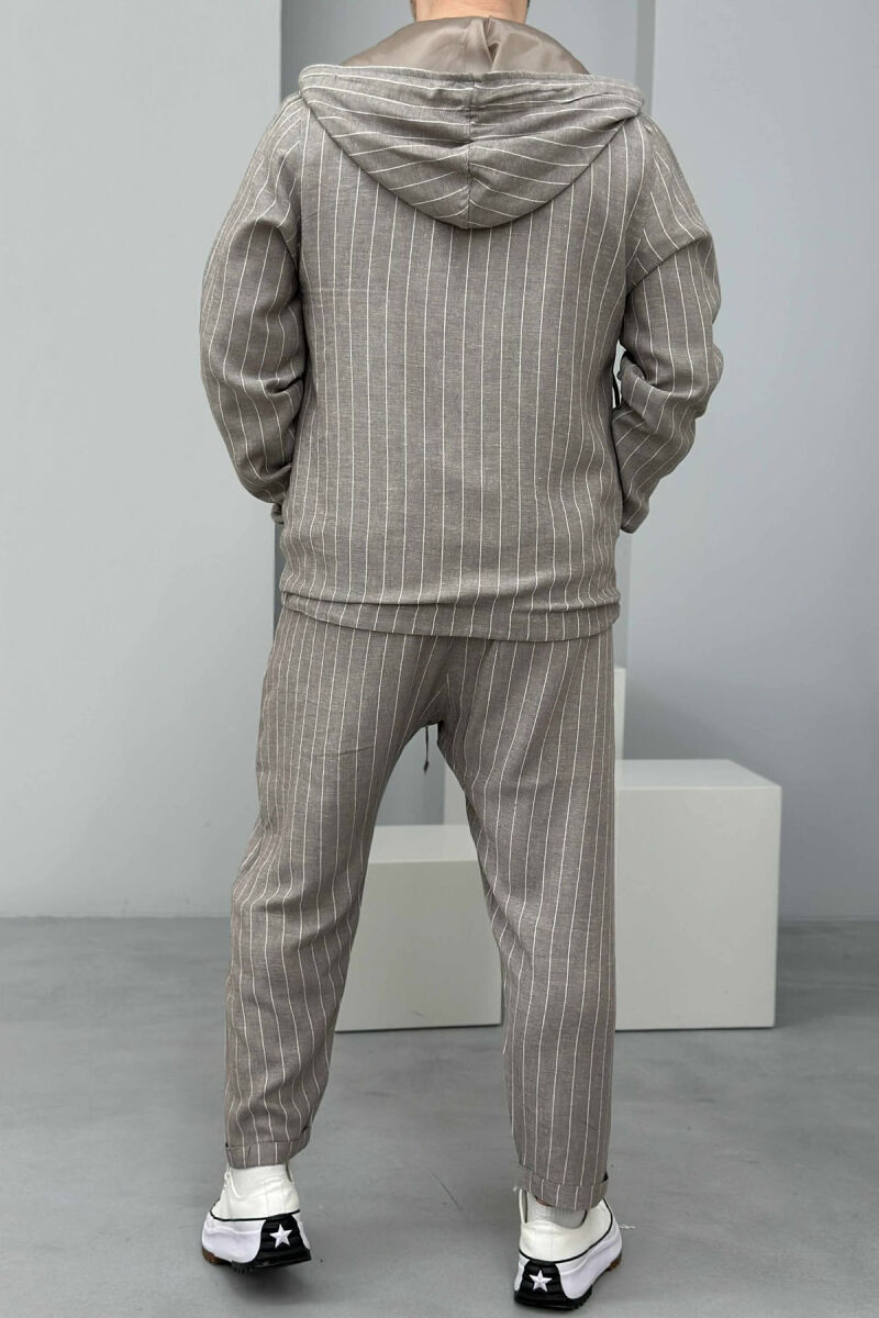 HOODED JACKET+TROUSERS STRIPED MEN SET GREY/GRI - 2