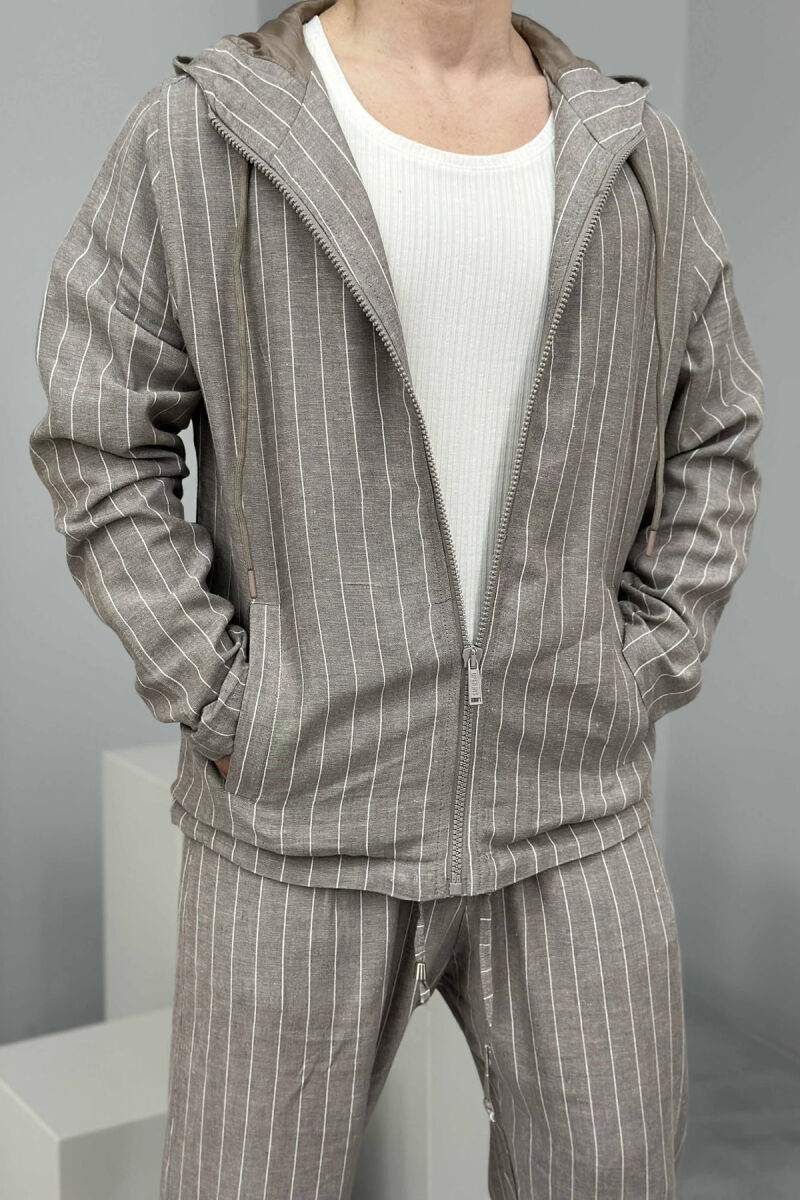 HOODED JACKET+TROUSERS STRIPED MEN SET GREY/GRI - 3
