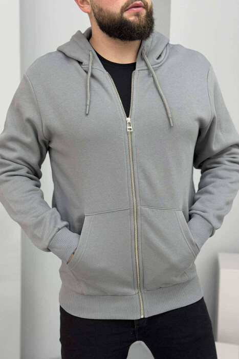 HOODED MEN JACKET IN GREY COLOR - 1