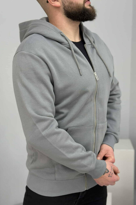 HOODED MEN JACKET IN GREY COLOR - 3