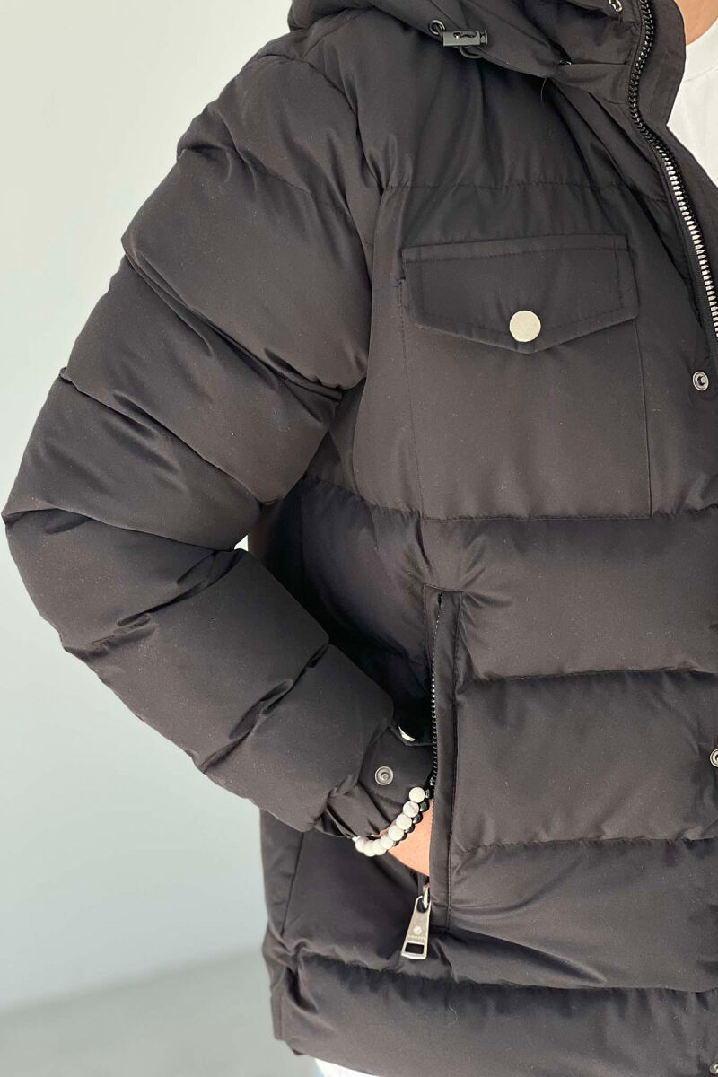 HOODED MEN PUFFER JACKET BLACK/ E ZEZE - 3