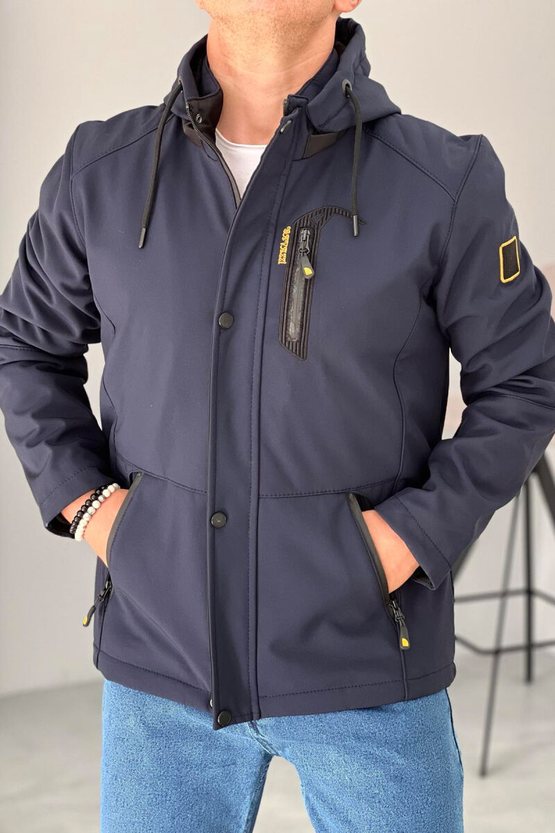 ZIPPERED MEN PUFFER JACKET BLUE/BLU - 4