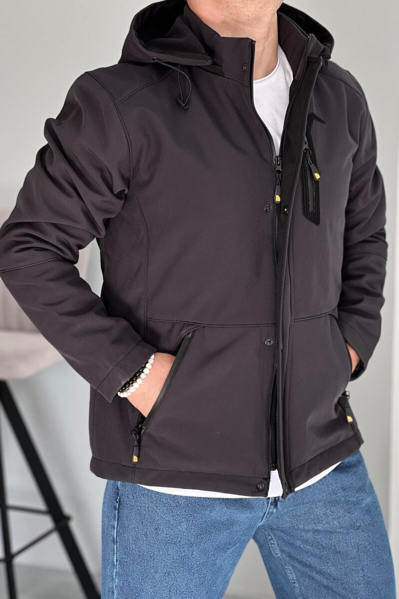 ZIPPERED MEN PUFFER JACKET DARK GREY/GEE - 5