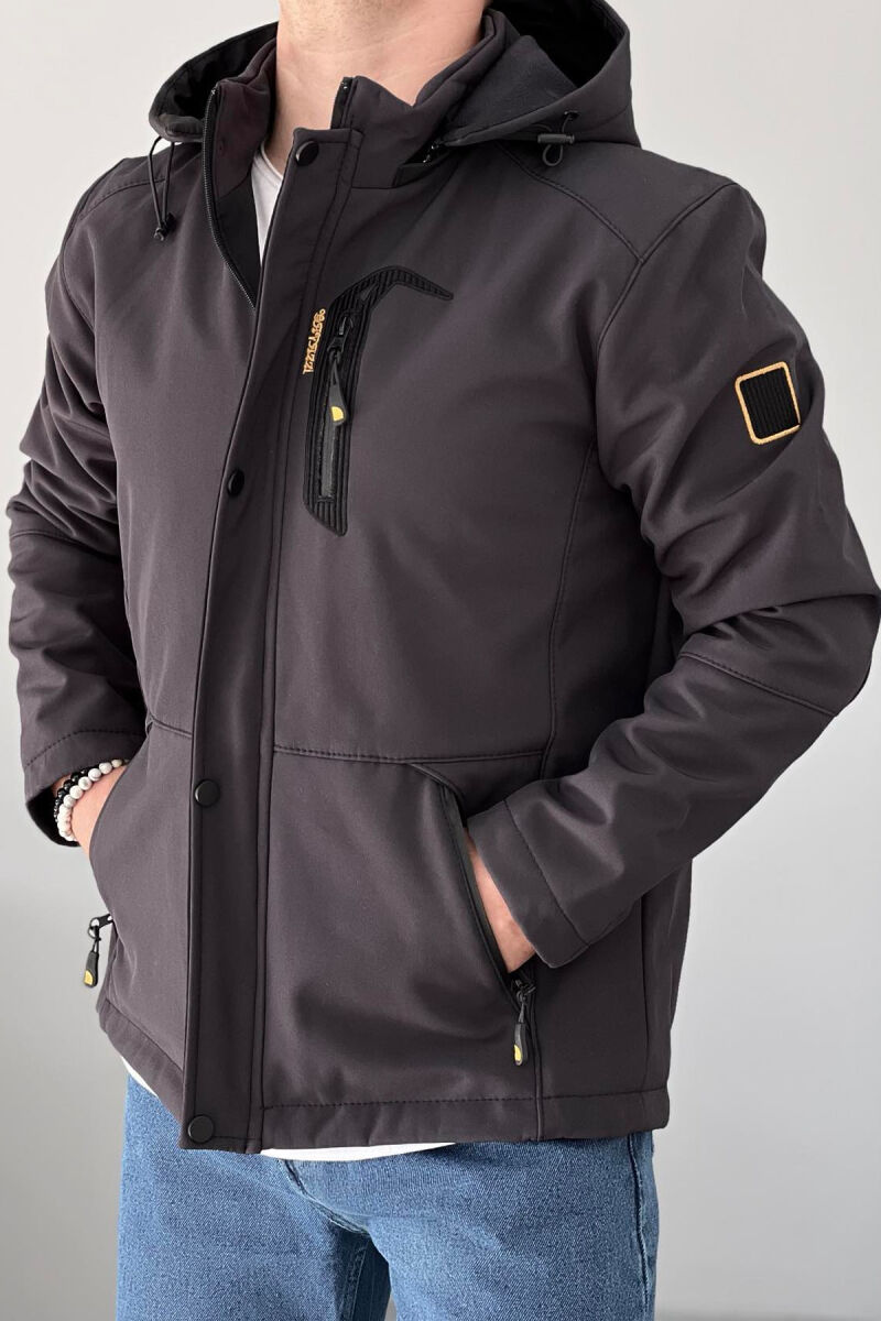 ZIPPERED MEN PUFFER JACKET DARK GREY/GEE - 6