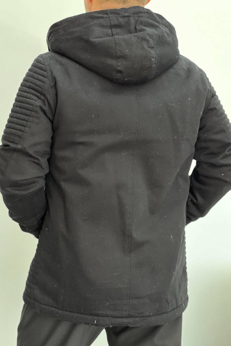 HOODED MEN PUFFER JACKET IN BLACK COLOR - 2