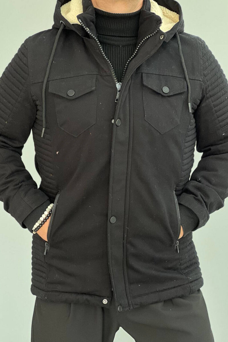 HOODED MEN PUFFER JACKET IN BLACK COLOR - 4