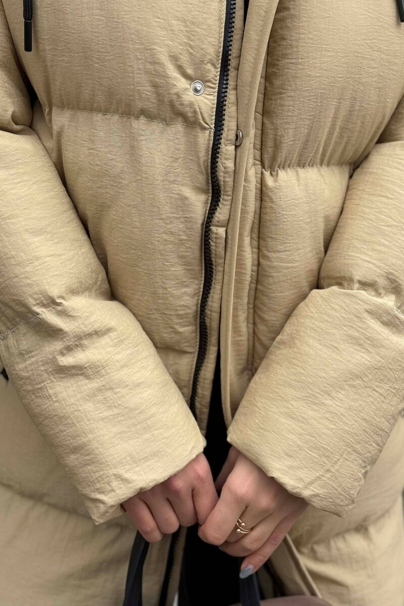 HOODED WOMEN PUFFER JACKET BEIGE/BEZHE - 5