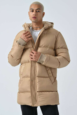 HOODED MEN PUFFER JACKET BEIGE/BEZHE 