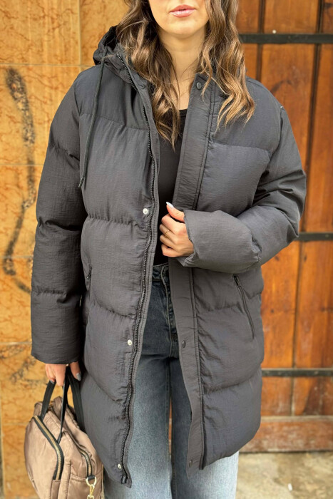 HOODED WOMEN PUFFER JACKET BLACK/ E ZEZE - 2