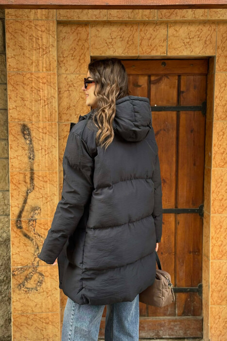 HOODED WOMEN PUFFER JACKET BLACK/ E ZEZE - 3