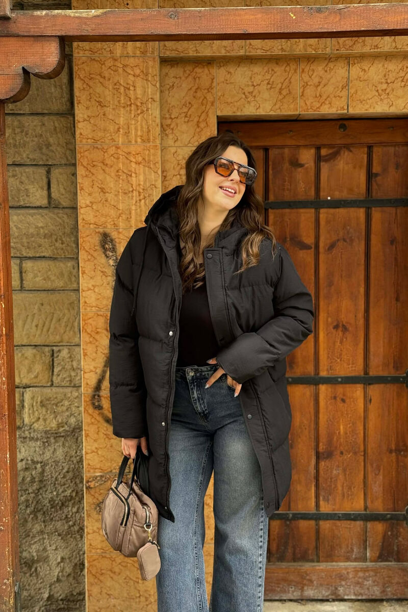 HOODED WOMEN PUFFER JACKET BLACK/ E ZEZE - 4