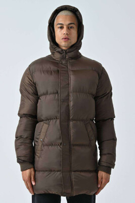 HOODED MEN PUFFER JACKET BROWN/KAFE 