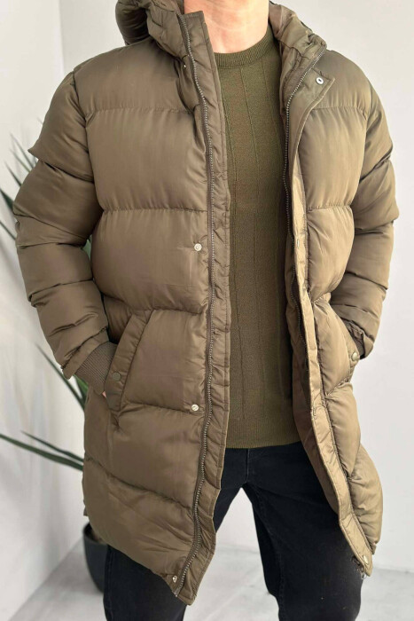 HOODED MEN PUFFER JACKET IN GREEN COLOR 