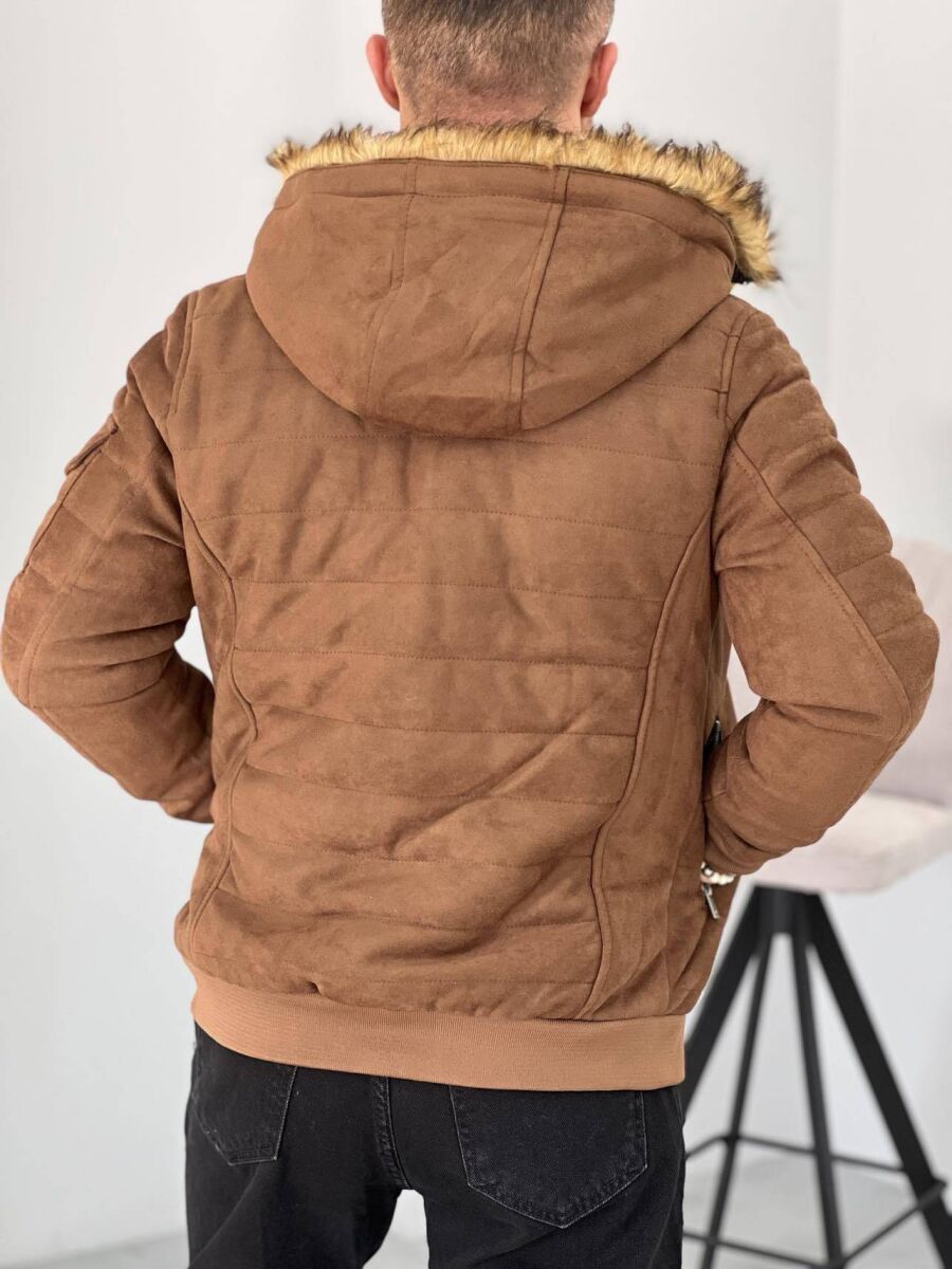 HOODED MEN PUFFER JACKET IN BROWN COLOR - 4