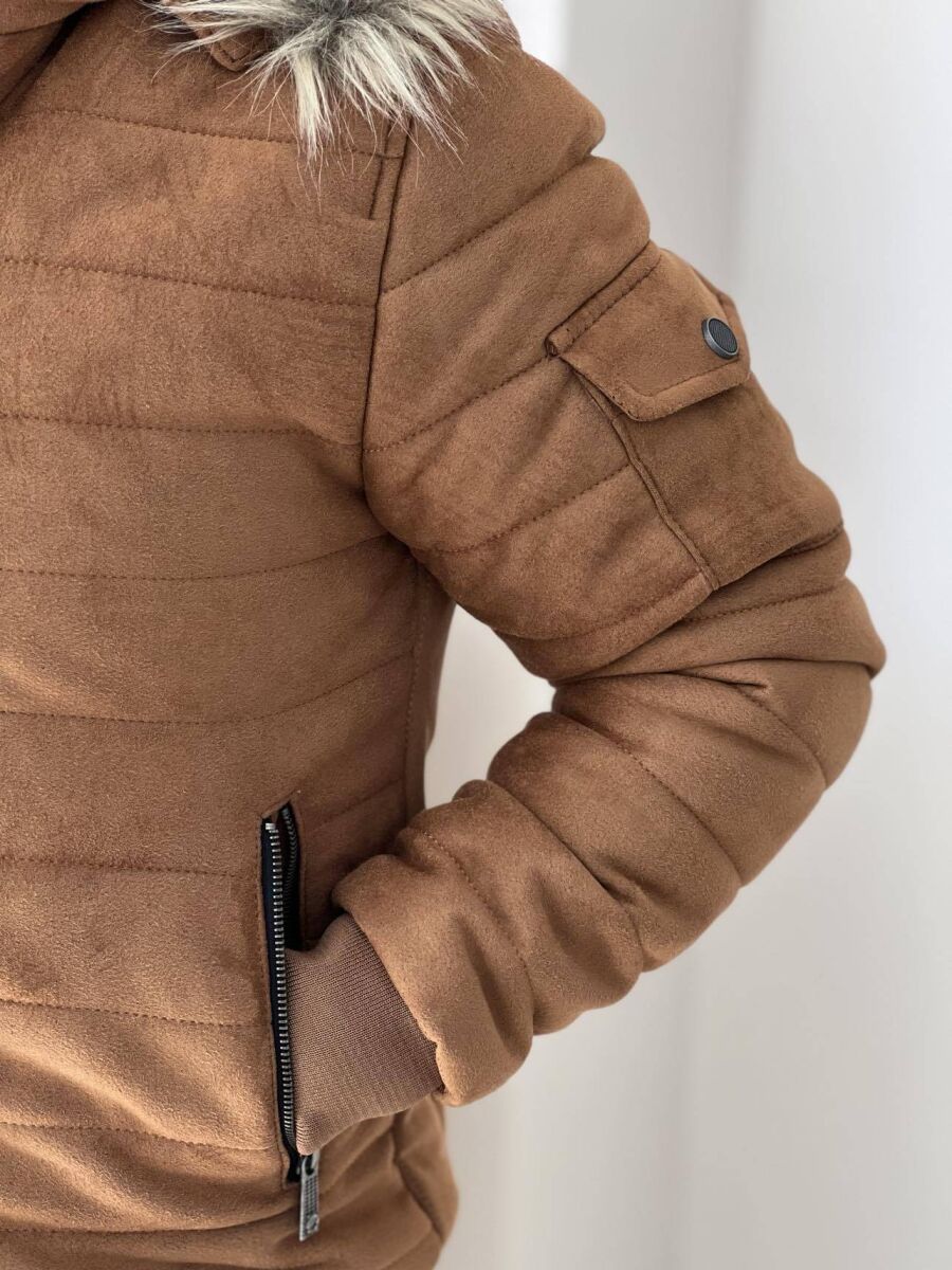 HOODED MEN PUFFER JACKET IN LIGHT BROWN COLOR - 6