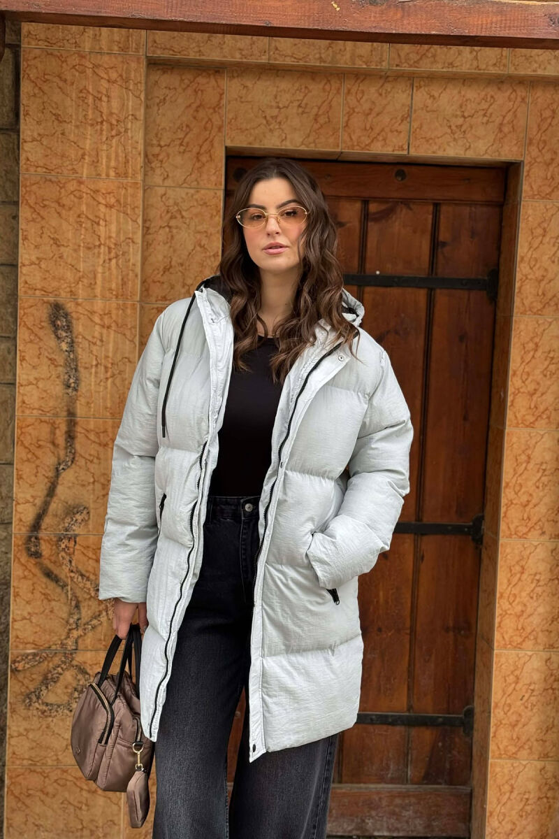 HOODED WOMEN PUFFER JACKET LIGHT GREY/GZ - 3