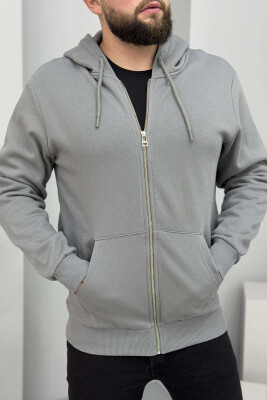 HOODED ONE COLOR MEN JACKET GREY/GRI 