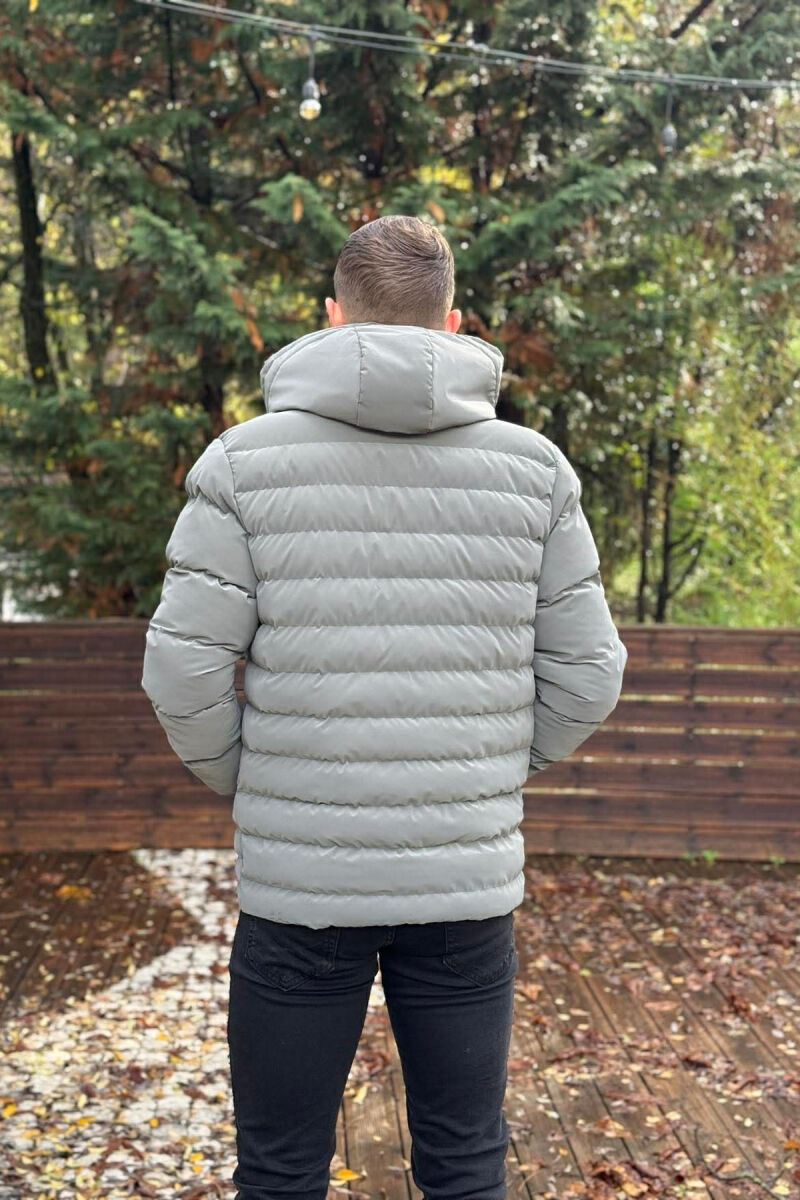 HOODED ONE COLOR MEN PUFFER JACKET GREY/GRI - 5
