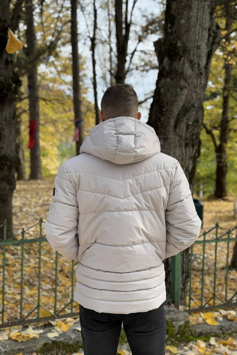HOODED ONE COLOR MEN PUFFER JACKET LIGHT GREY/GZ - 6