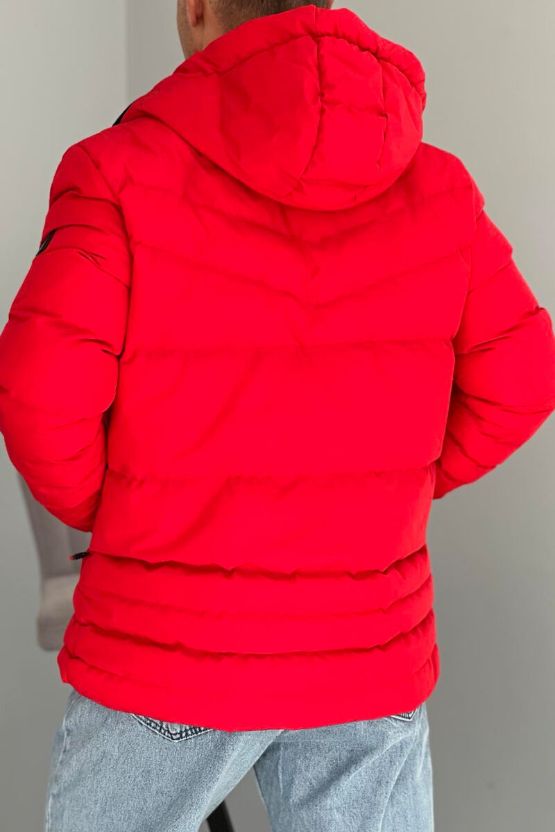 HOODED ONE COLOR MEN PUFFER JACKET RED/E KUQE - 2