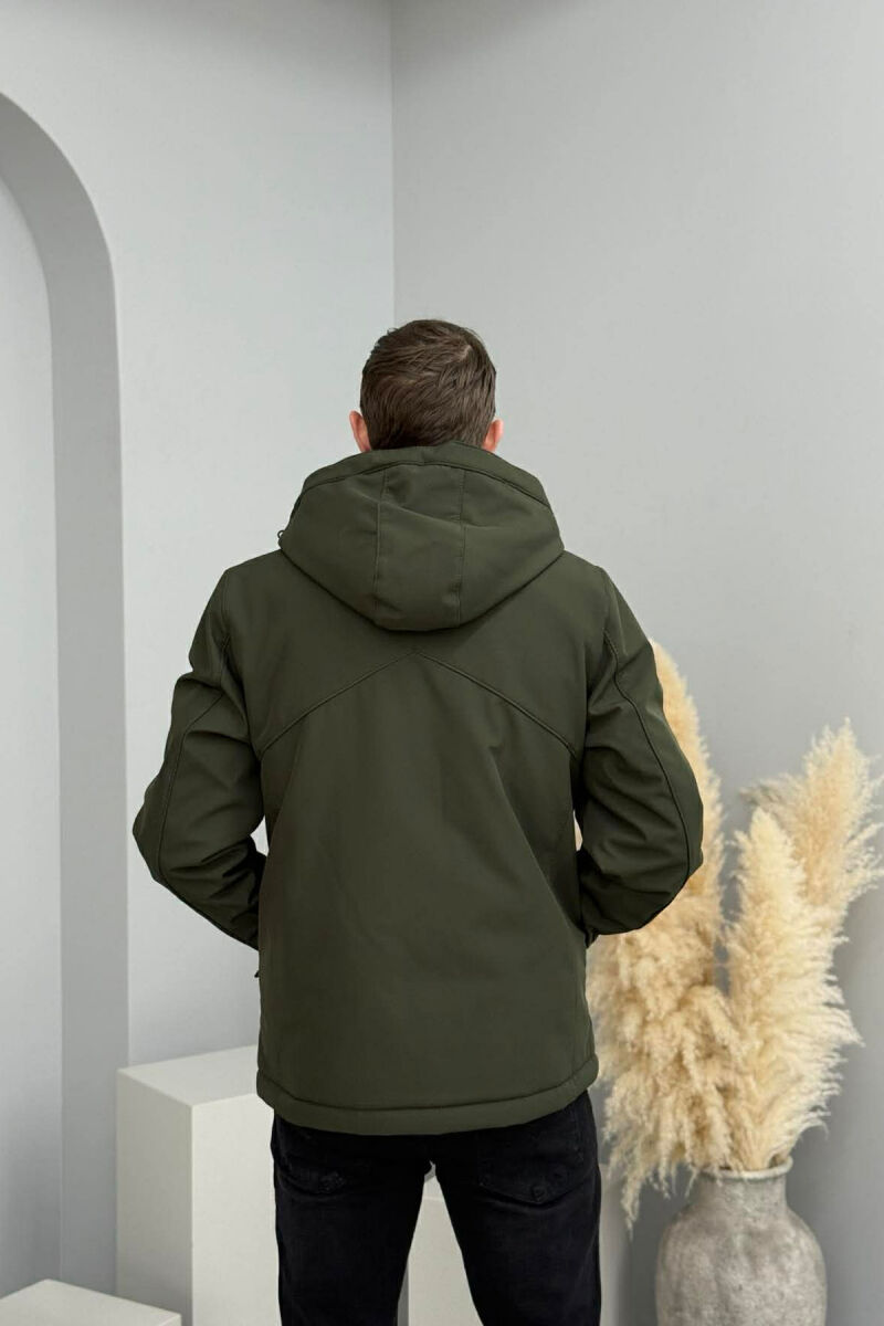 HOODED ONE COLOR MEN ZIPPERED PUFFER JACKET OLIVE/ULLI - 3