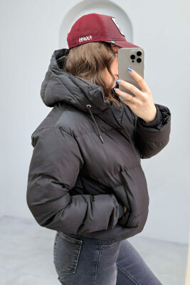 HOODED ONE COLOR WOMEN PUFFER JACKET BLACK/ E ZEZE - 2