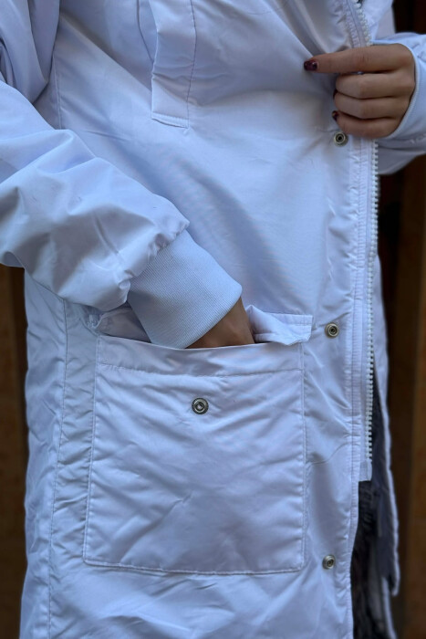 HOODED ONE COLOR WOMEN PUFFER JACKET WHITE-E BARDHE - 8