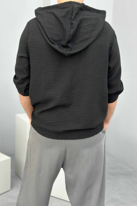 HOODED SIMPLE MEN T-SHIRT BLACK/ E ZEZE - 2