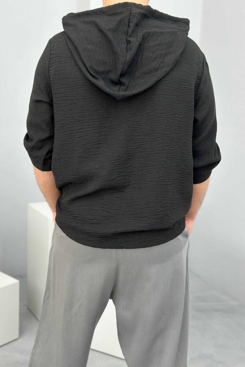 HOODED SIMPLE MEN T-SHIRT BLACK/ E ZEZE - 2