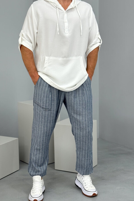 HOODED SIMPLE MEN T-SHIRT WHITE-E BARDHE 