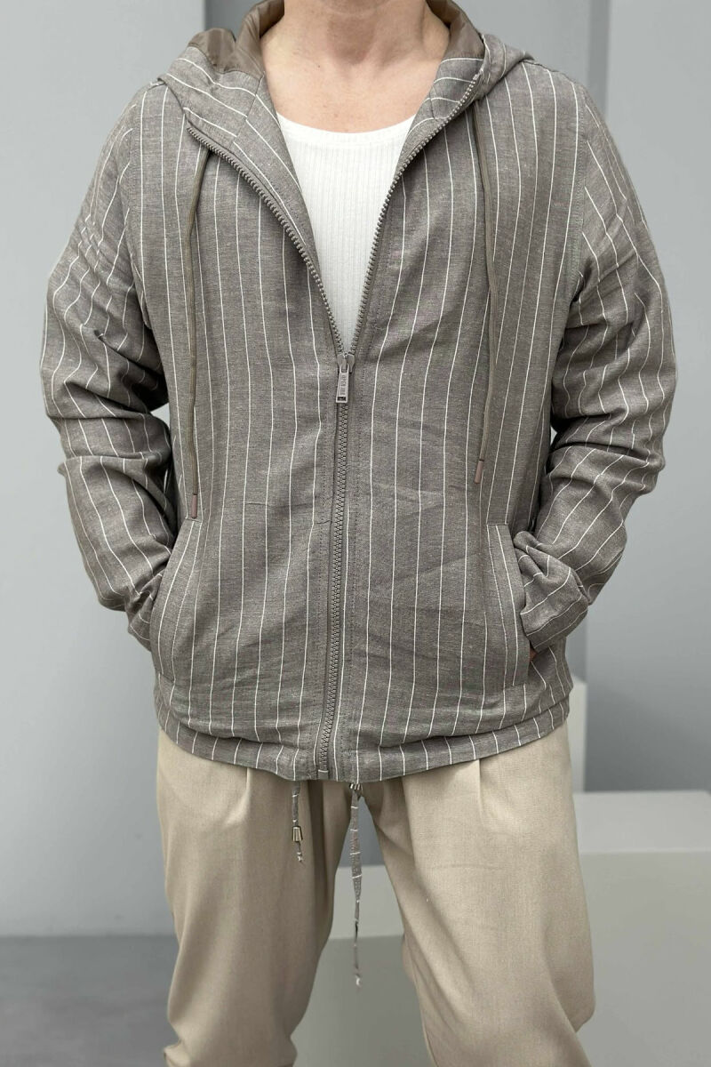 HOODED STRIPES MEN JACKET GREY/GRI - 1