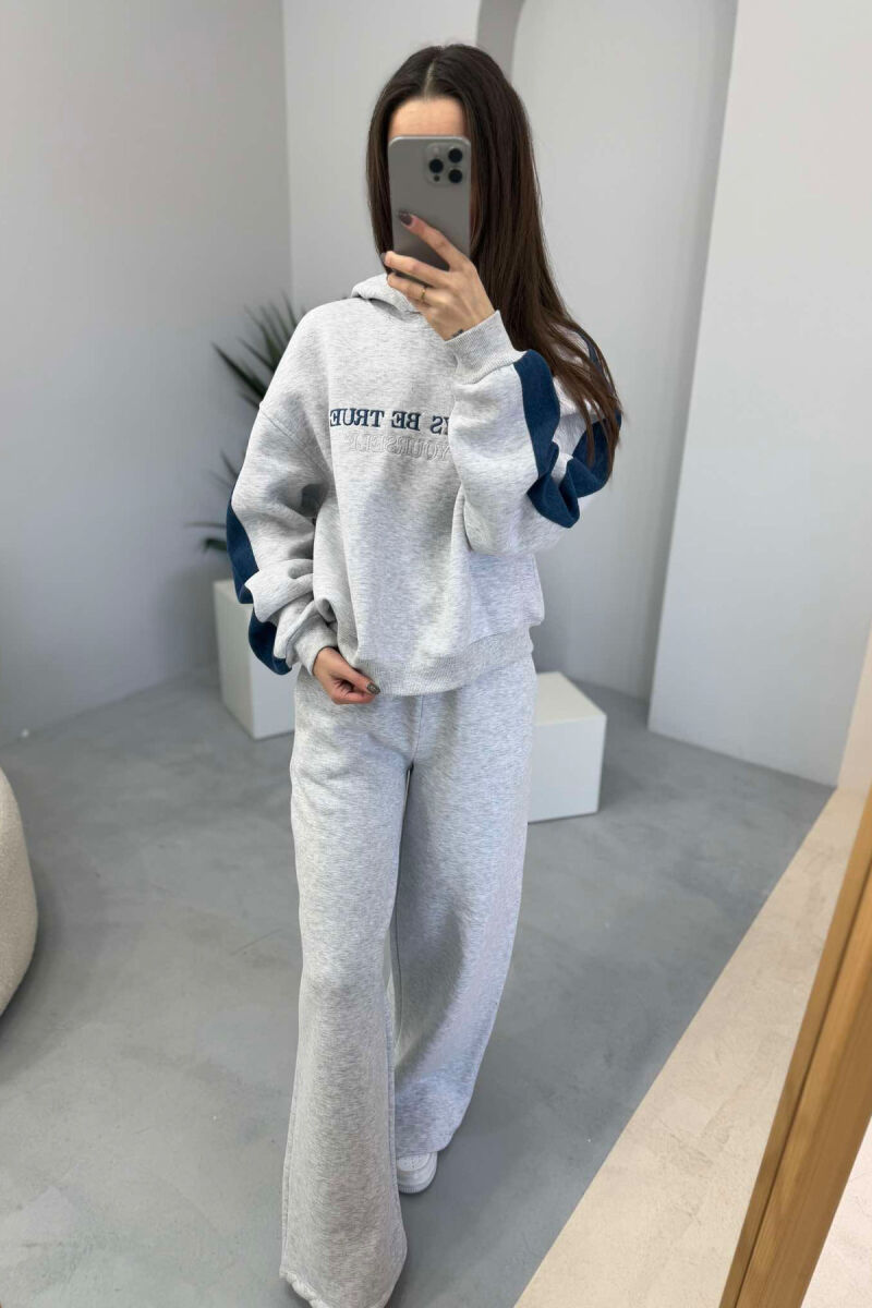 HOODED SWEATSHIRT+SWEATPANTS FLUFFY WOMEN SET LIGHT GREY/GZ - 3