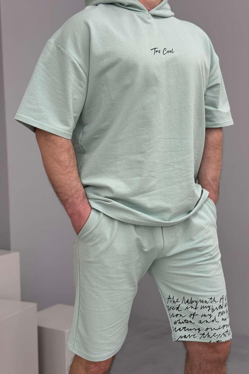 HOODED T-SHIRT+SHORT SWEATPANTS MEN SET MINT/MENTE - 2