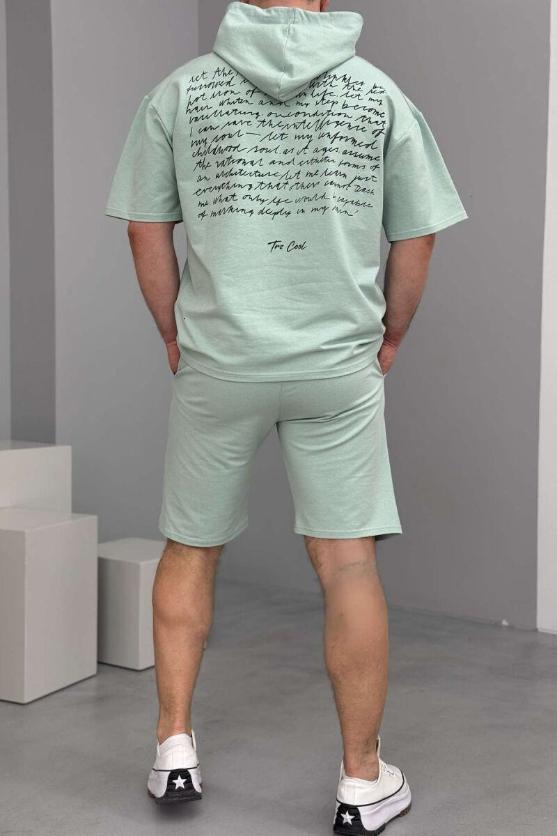 HOODED T-SHIRT+SHORT SWEATPANTS MEN SET MINT/MENTE - 3