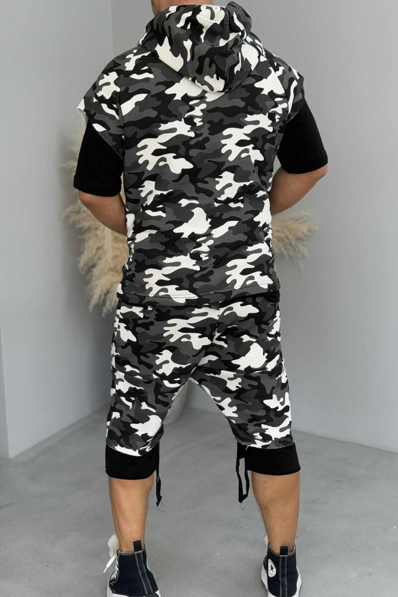 HOODED TANK TOP+SHORTS DESIGNED MEN SET DARK GREY/GEE - 4